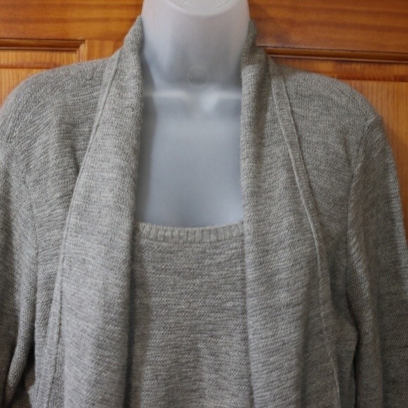 Eileen Fisher Gray Alpaca High Low Cardigan Sweater Set Medium - Picture 2 of 16